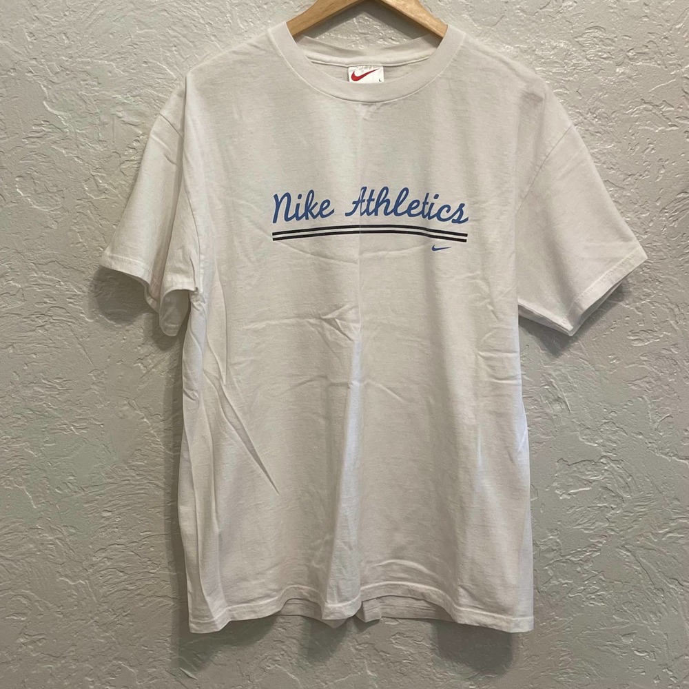 90's Nike Athletics Script White Vintage Tee Size Large Clean